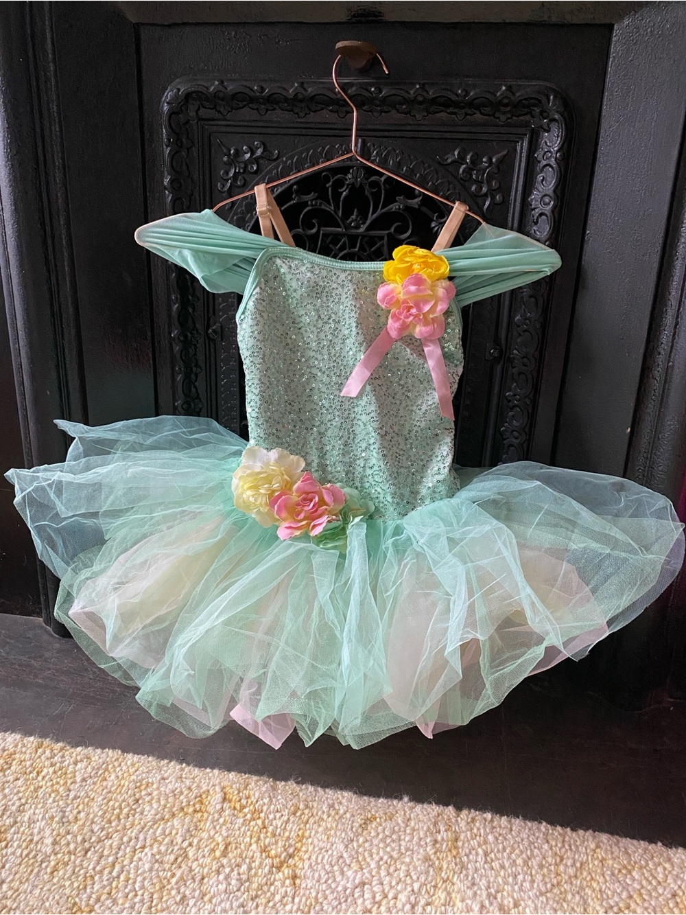 Weissman Mint Green Sequin Tulle Fairy Costume with Floral Accents